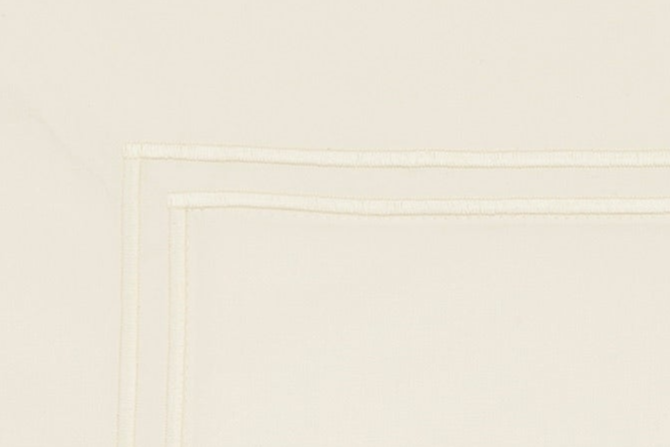 Sferra Grande Hotel Flat Sheet Ivory on White Colored Fabric Swatch