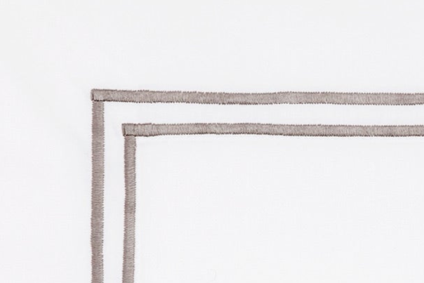 Sferra Grande Hotel Flat Sheet Grey on White Colored Fabric Swatch