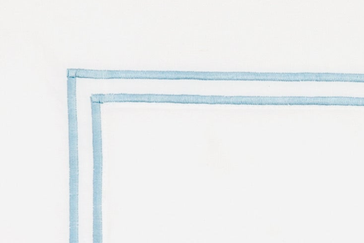 Sferra Grande Hotel Flat Sheet Blue on White Colored Fabric Swatch