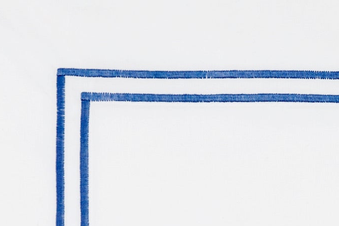 Sferra Grande Hotel Flat Sheet Cornflower on White Colored Fabric Swatch