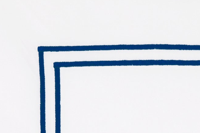 Sferra Grande Hotel Flat Sheet Navy on White Colored Fabric Swatch
