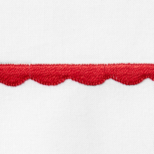 Sferra Pettine Duvet Cover Crimson on White Colored Fabric Swatch